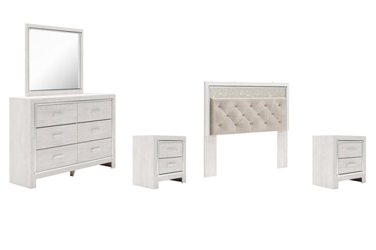 Altyra Queen Panel Headboard with Mirrored Dresser and 2 Nightstands at Towne & Country Furniture (AL) furniture, home furniture, home decor, sofa, bedding