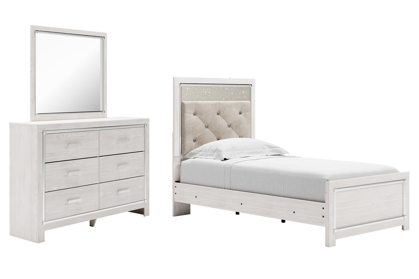 Altyra Twin Panel Bed with Mirrored Dresser at Towne & Country Furniture (AL) furniture, home furniture, home decor, sofa, bedding