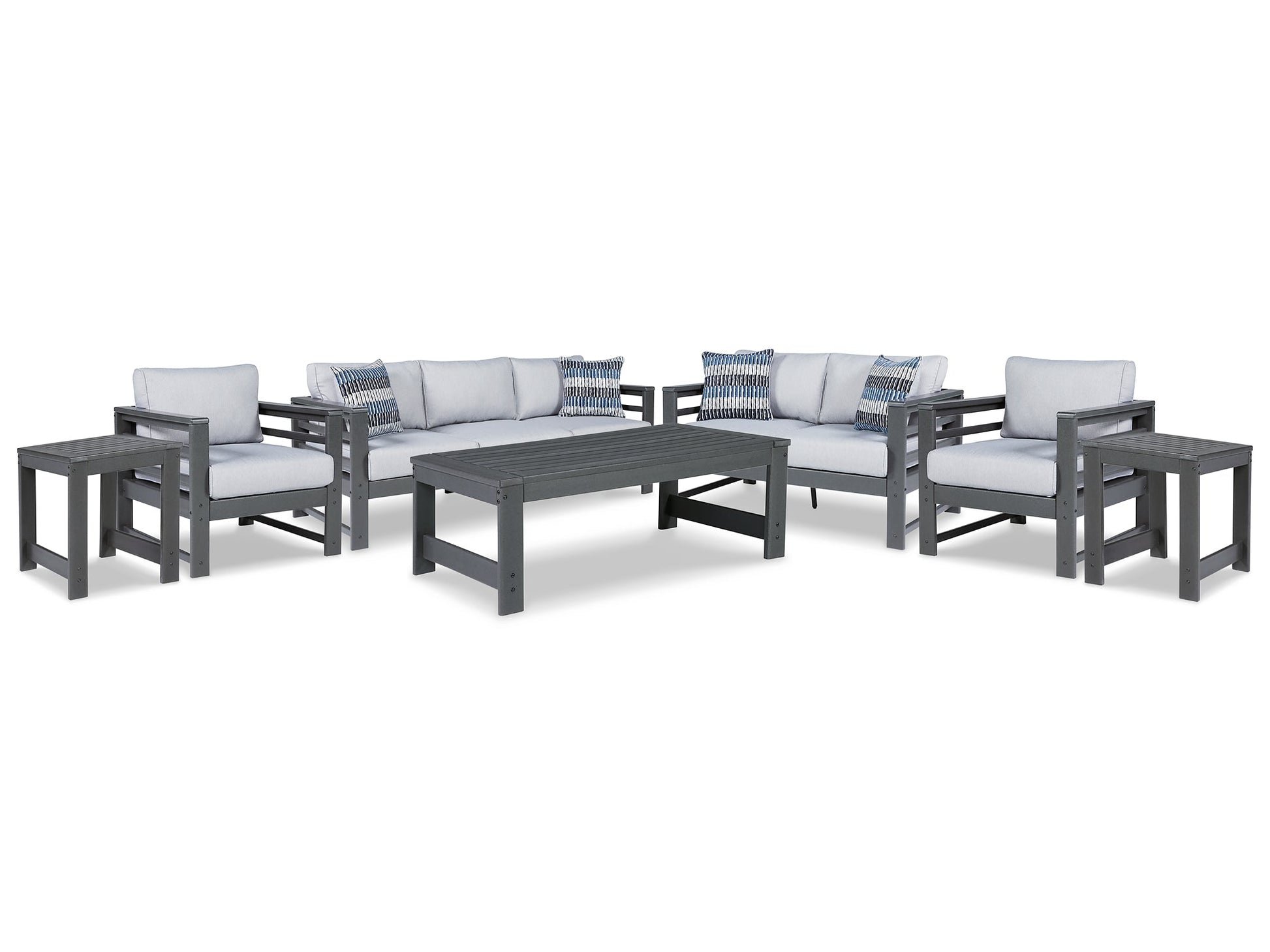 Amora Outdoor Sofa, Loveseat and 2 Lounge Chairs with Coffee Table and 2 End Tables at Towne & Country Furniture (AL) furniture, home furniture, home decor, sofa, bedding
