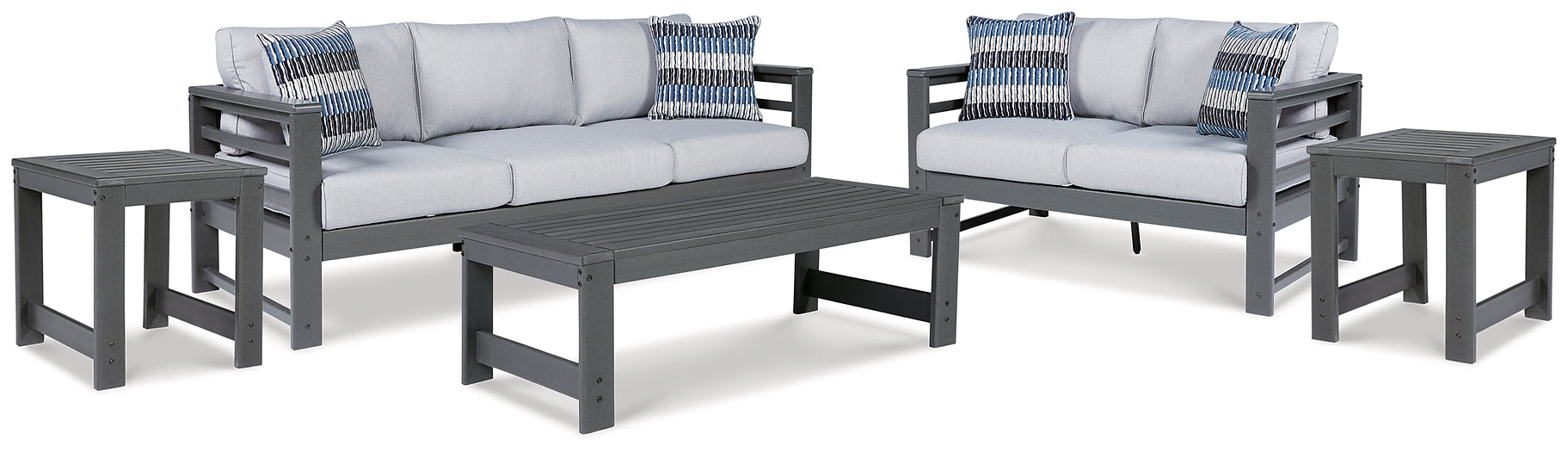 Amora Outdoor Sofa and Loveseat with Coffee Table and 2 End Tables at Towne & Country Furniture (AL) furniture, home furniture, home decor, sofa, bedding