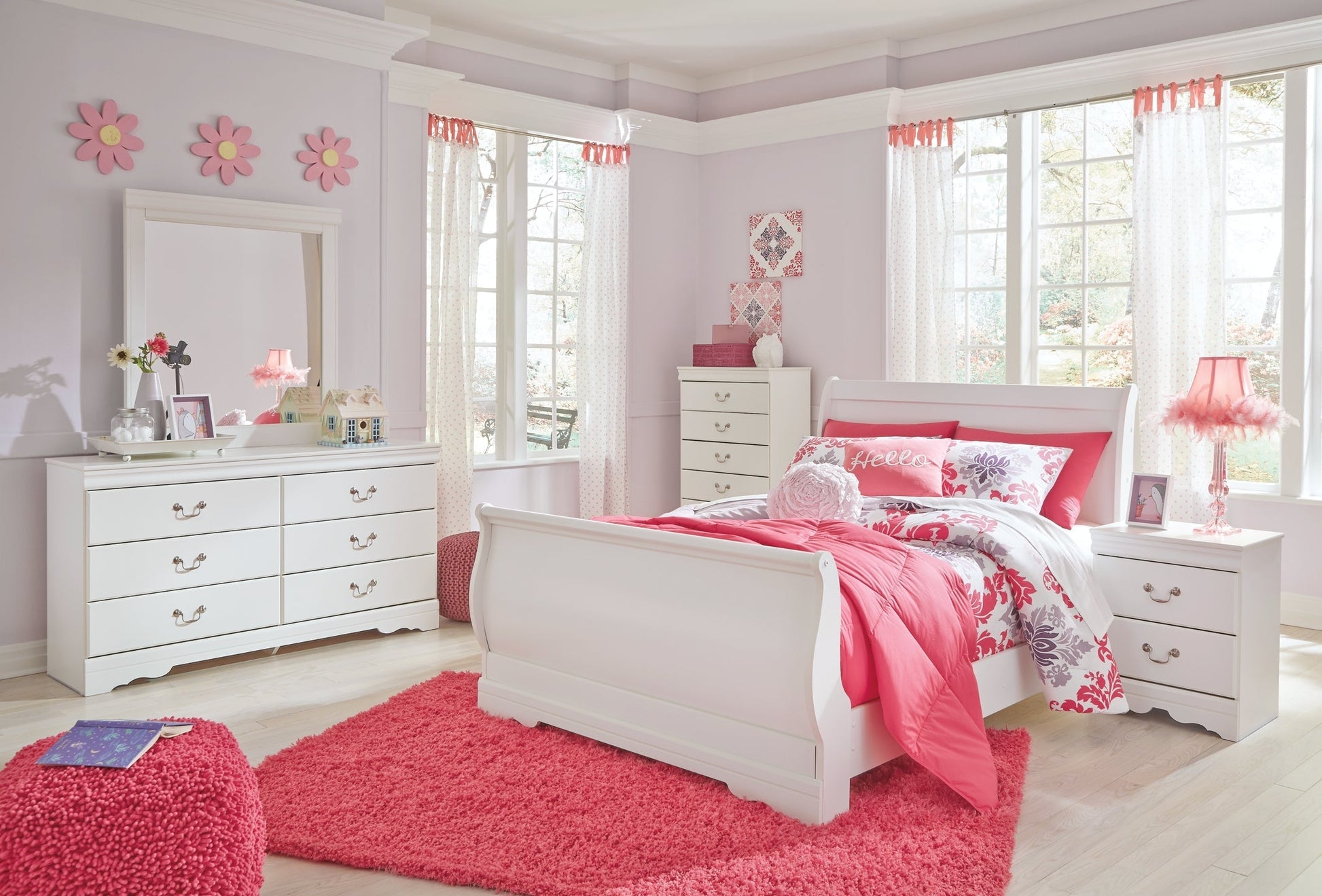 Anarasia Full Sleigh Bed with Mirrored Dresser and Chest at Towne & Country Furniture (AL) furniture, home furniture, home decor, sofa, bedding