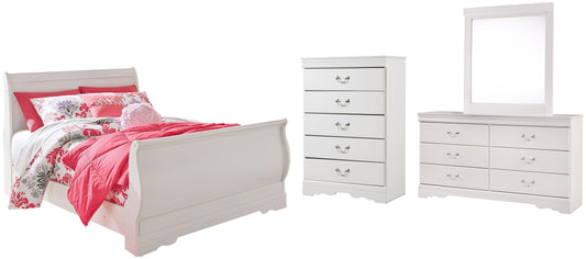 Anarasia Full Sleigh Bed with Mirrored Dresser and Chest at Towne & Country Furniture (AL) furniture, home furniture, home decor, sofa, bedding