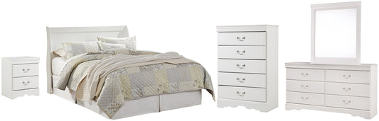 Anarasia Queen Sleigh Headboard with Mirrored Dresser, Chest and Nightstand at Towne & Country Furniture (AL) furniture, home furniture, home decor, sofa, bedding