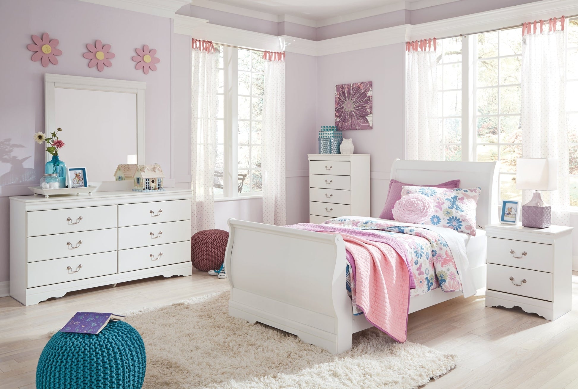 Anarasia Twin Sleigh Bed with Mirrored Dresser, Chest and 2 Nightstands at Towne & Country Furniture (AL) furniture, home furniture, home decor, sofa, bedding
