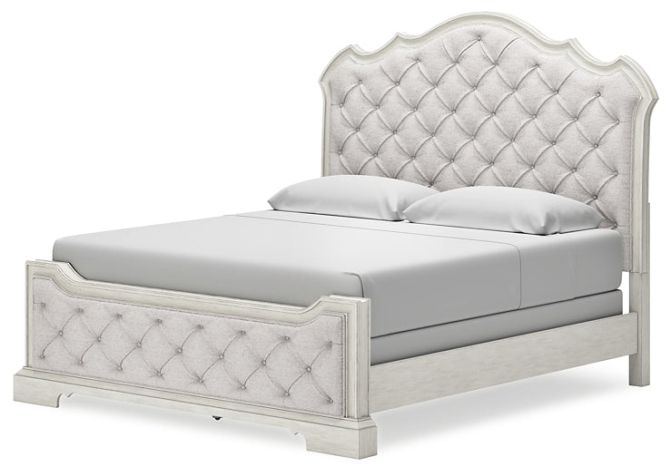 Arlendyne California King Upholstered Bed with Mirrored Dresser, Chest and 2 Nightstands at Towne & Country Furniture (AL) furniture, home furniture, home decor, sofa, bedding