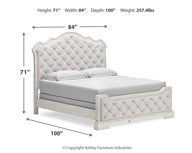 Arlendyne California King Upholstered Bed with Mirrored Dresser and Chest at Towne & Country Furniture (AL) furniture, home furniture, home decor, sofa, bedding