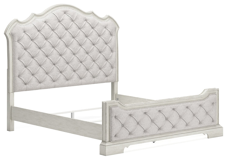 Arlendyne California King Upholstered Bed with Mirrored Dresser and Chest at Towne & Country Furniture (AL) furniture, home furniture, home decor, sofa, bedding