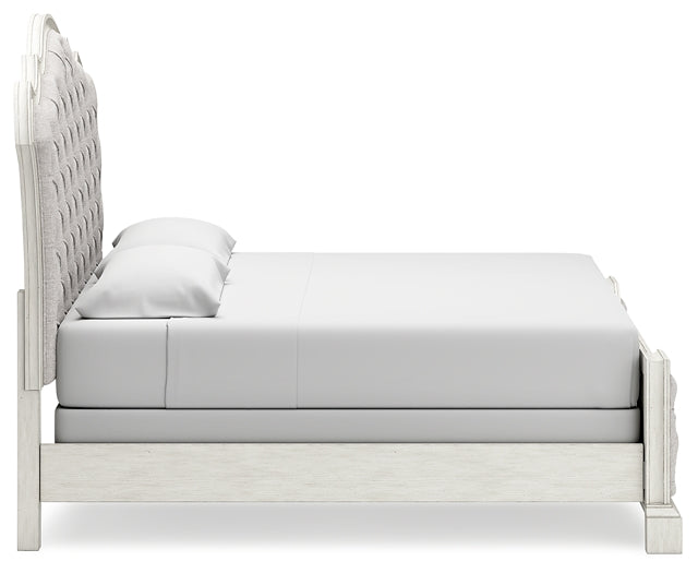 Arlendyne California King Upholstered Bed with Mirrored Dresser and Chest at Towne & Country Furniture (AL) furniture, home furniture, home decor, sofa, bedding