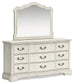 Arlendyne California King Upholstered Bed with Mirrored Dresser and Chest at Towne & Country Furniture (AL) furniture, home furniture, home decor, sofa, bedding