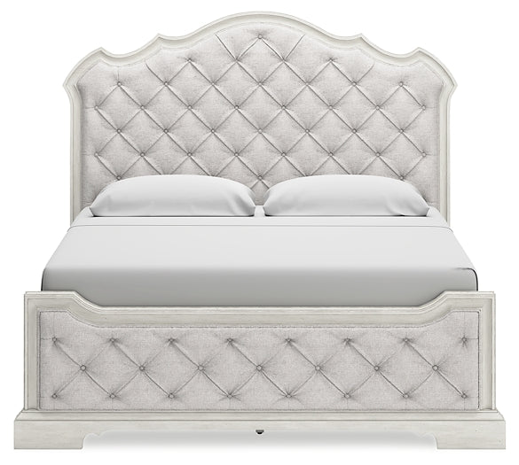 Arlendyne California King Upholstered Bed with Mirrored Dresser and Nightstand at Towne & Country Furniture (AL) furniture, home furniture, home decor, sofa, bedding