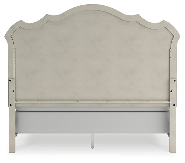 Arlendyne California King Upholstered Bed with Mirrored Dresser and Nightstand at Towne & Country Furniture (AL) furniture, home furniture, home decor, sofa, bedding