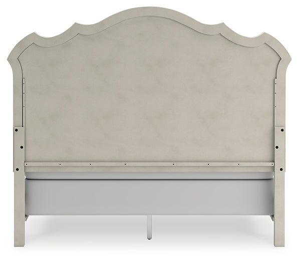 Arlendyne California King Upholstered Bed with Mirrored Dresser at Towne & Country Furniture (AL) furniture, home furniture, home decor, sofa, bedding