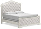 Arlendyne California King Upholstered Bed with Mirrored Dresser at Towne & Country Furniture (AL) furniture, home furniture, home decor, sofa, bedding
