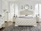 Arlendyne King Upholstered Bed with Mirrored Dresser, Chest and 2 Nightstands at Towne & Country Furniture (AL) furniture, home furniture, home decor, sofa, bedding