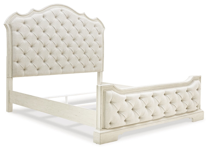 Arlendyne King Upholstered Bed with Mirrored Dresser and 2 Nightstands at Towne & Country Furniture (AL) furniture, home furniture, home decor, sofa, bedding