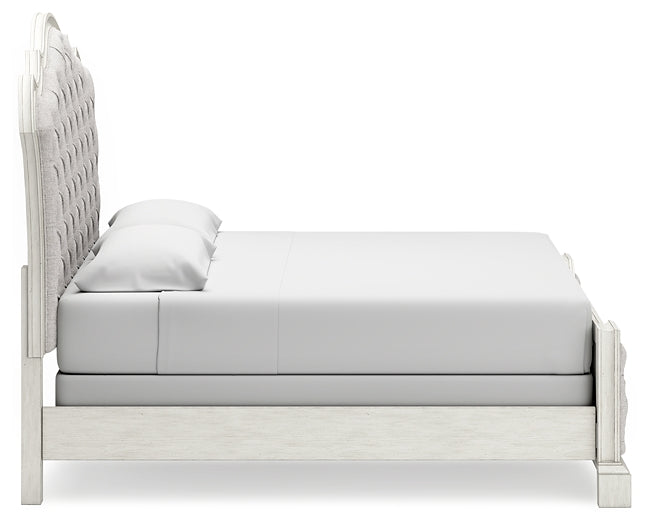 Arlendyne King Upholstered Bed with Mirrored Dresser and Chest at Towne & Country Furniture (AL) furniture, home furniture, home decor, sofa, bedding