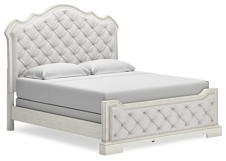 Arlendyne King Upholstered Bed with Mirrored Dresser at Towne & Country Furniture (AL) furniture, home furniture, home decor, sofa, bedding