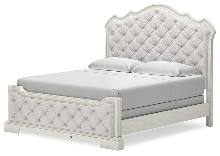 Arlendyne King Upholstered Bed with Mirrored Dresser at Towne & Country Furniture (AL) furniture, home furniture, home decor, sofa, bedding