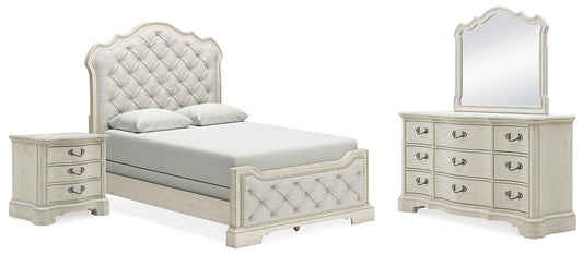 Arlendyne Queen Upholstered Bed with Mirrored Dresser and Nightstand at Towne & Country Furniture (AL) furniture, home furniture, home decor, sofa, bedding