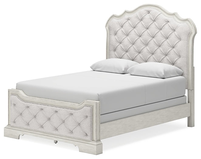 Arlendyne Queen Upholstered Bed with Mirrored Dresser at Towne & Country Furniture (AL) furniture, home furniture, home decor, sofa, bedding