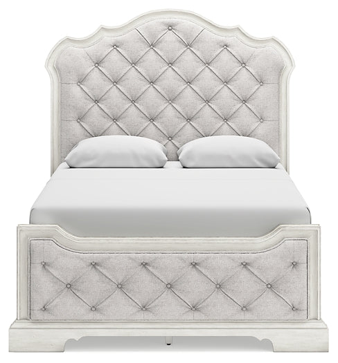 Arlendyne Queen Upholstered Bed with Mirrored Dresser at Towne & Country Furniture (AL) furniture, home furniture, home decor, sofa, bedding