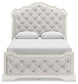 Arlendyne Queen Upholstered Bed with Mirrored Dresser at Towne & Country Furniture (AL) furniture, home furniture, home decor, sofa, bedding