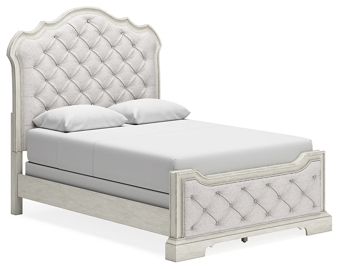 Arlendyne Queen Upholstered Bed with Mirrored Dresser at Towne & Country Furniture (AL) furniture, home furniture, home decor, sofa, bedding