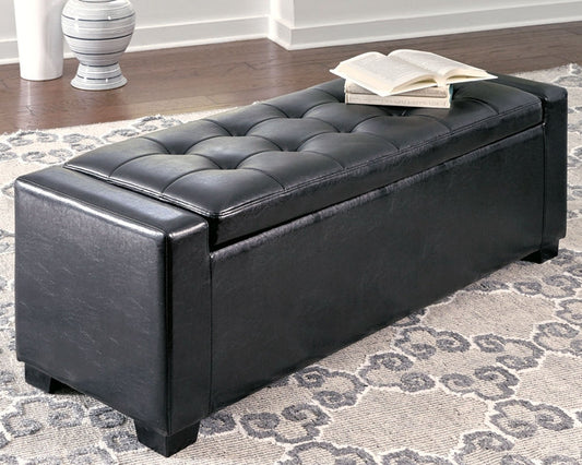 Ashley Express - Benches Upholstered Storage Bench at Towne & Country Furniture (AL) furniture, home furniture, home decor, sofa, bedding