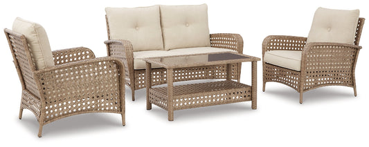 Ashley Express - Braylee Outdoor Loveseat and 2 Chairs with Coffee Table at Towne & Country Furniture (AL) furniture, home furniture, home decor, sofa, bedding