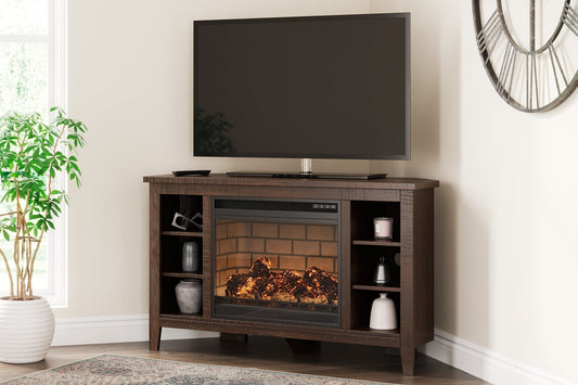 Ashley Express - Camiburg Corner TV Stand with Electric Fireplace at Towne & Country Furniture (AL) furniture, home furniture, home decor, sofa, bedding