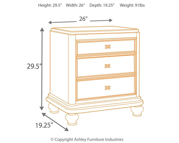 Ashley Express - Coralayne Three Drawer Night Stand at Towne & Country Furniture (AL) furniture, home furniture, home decor, sofa, bedding