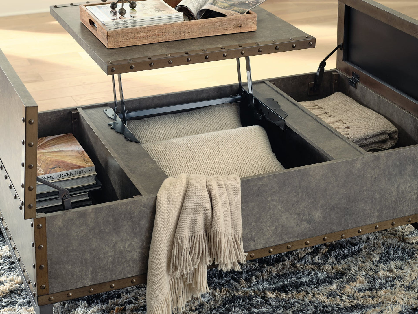 Ashley Express - Derrylin Lift Top Cocktail Table at Towne & Country Furniture (AL) furniture, home furniture, home decor, sofa, bedding