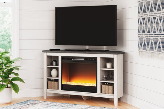 Ashley Express - Dorrinson Corner TV Stand with Electric Fireplace at Towne & Country Furniture (AL) furniture, home furniture, home decor, sofa, bedding