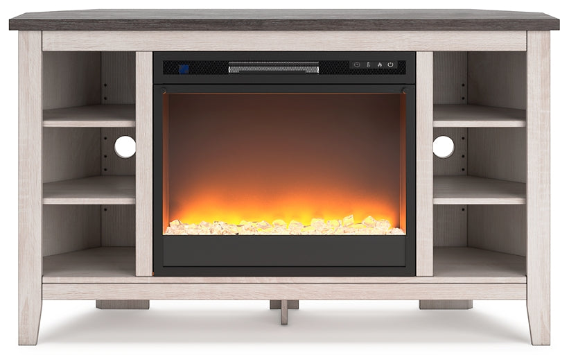 Ashley Express - Dorrinson Corner TV Stand with Electric Fireplace at Towne & Country Furniture (AL) furniture, home furniture, home decor, sofa, bedding