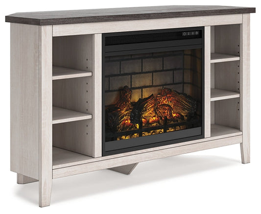 Ashley Express - Dorrinson Corner TV Stand with Electric Fireplace at Towne & Country Furniture (AL) furniture, home furniture, home decor, sofa, bedding