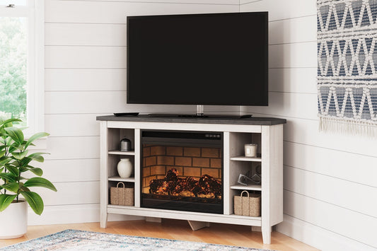 Ashley Express - Dorrinson Corner TV Stand with Electric Fireplace at Towne & Country Furniture (AL) furniture, home furniture, home decor, sofa, bedding