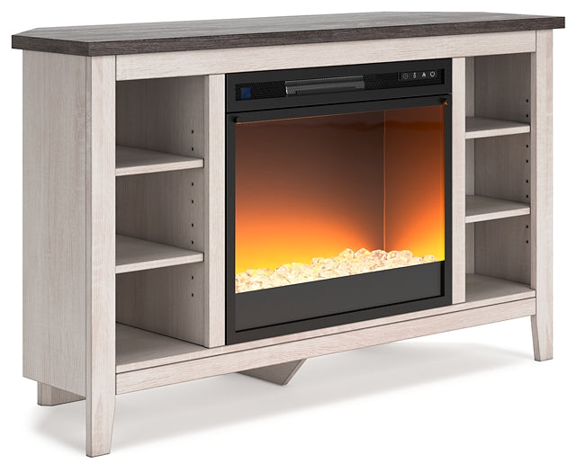 Ashley Express - Dorrinson Corner TV Stand with Electric Fireplace at Towne & Country Furniture (AL) furniture, home furniture, home decor, sofa, bedding