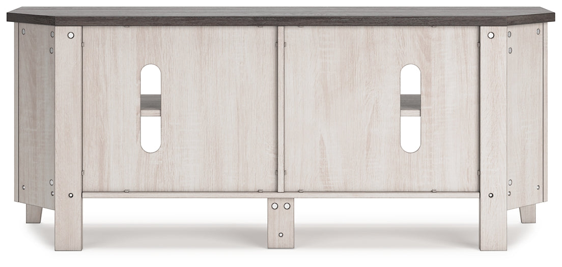 Ashley Express - Dorrinson Medium Corner TV Stand at Towne & Country Furniture (AL) furniture, home furniture, home decor, sofa, bedding