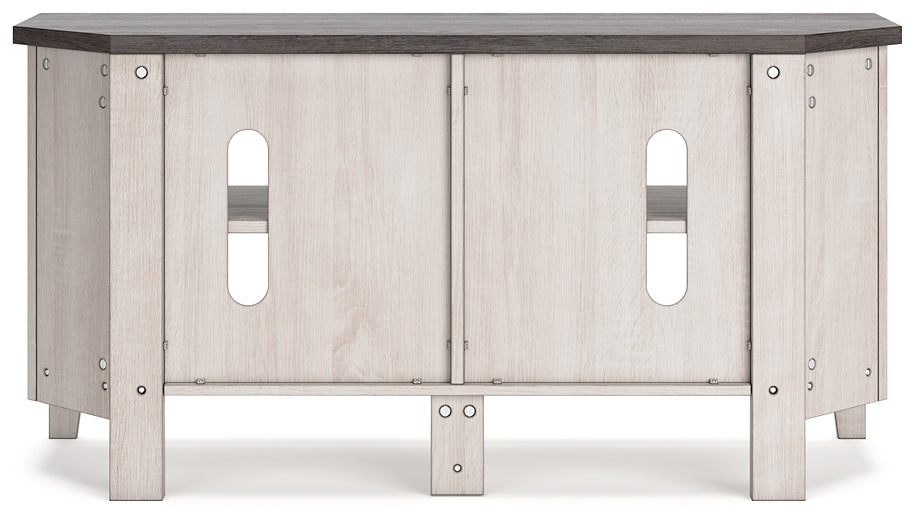 Ashley Express - Dorrinson Small Corner TV Stand at Towne & Country Furniture (AL) furniture, home furniture, home decor, sofa, bedding