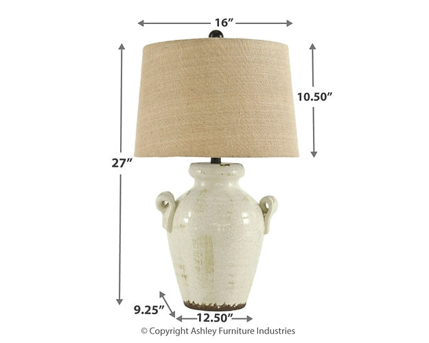 Ashley Express - Emelda Ceramic Table Lamp (1/CN) at Towne & Country Furniture (AL) furniture, home furniture, home decor, sofa, bedding
