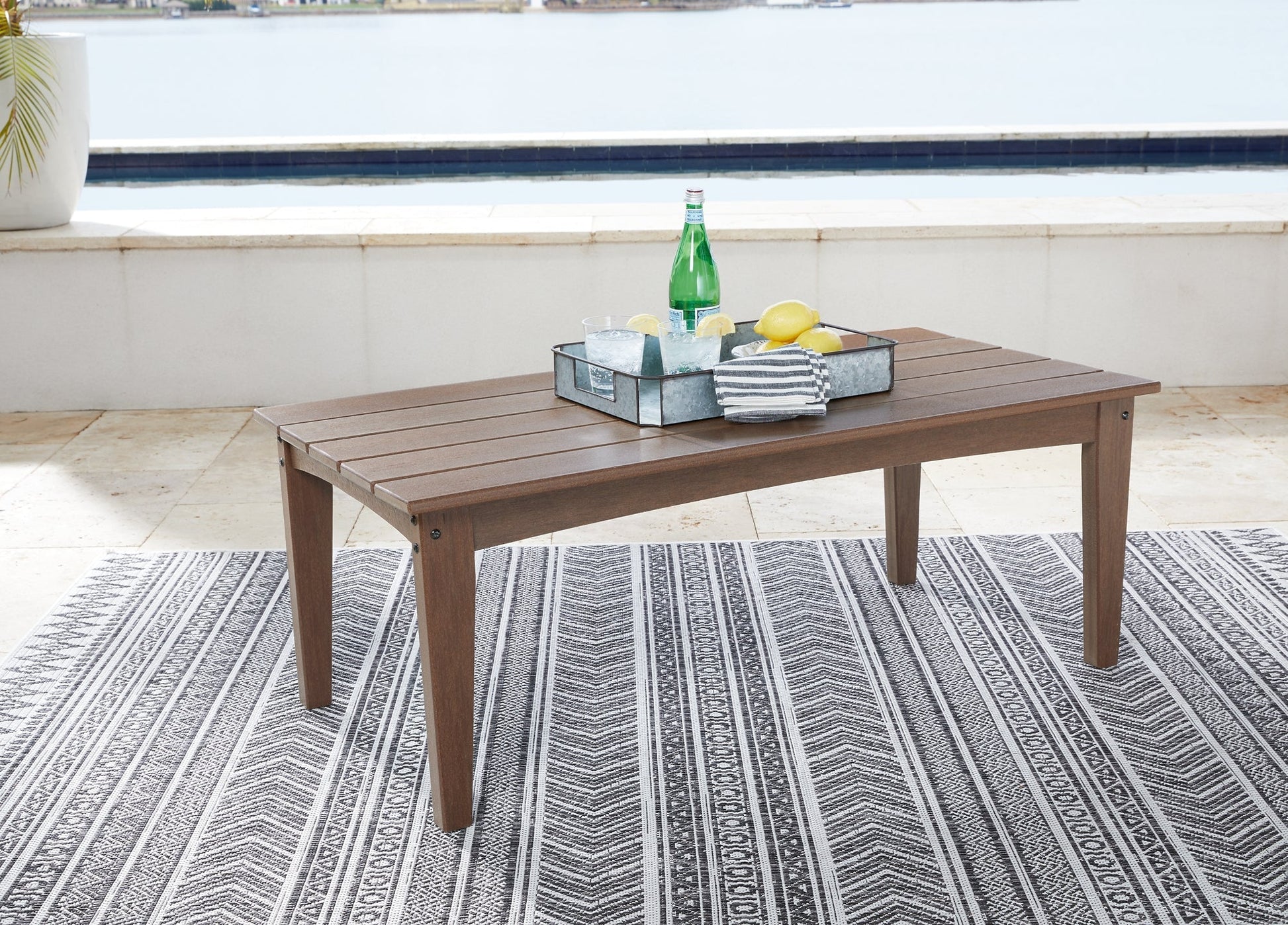 Ashley Express - Emmeline Outdoor Loveseat with Coffee Table at Towne & Country Furniture (AL) furniture, home furniture, home decor, sofa, bedding
