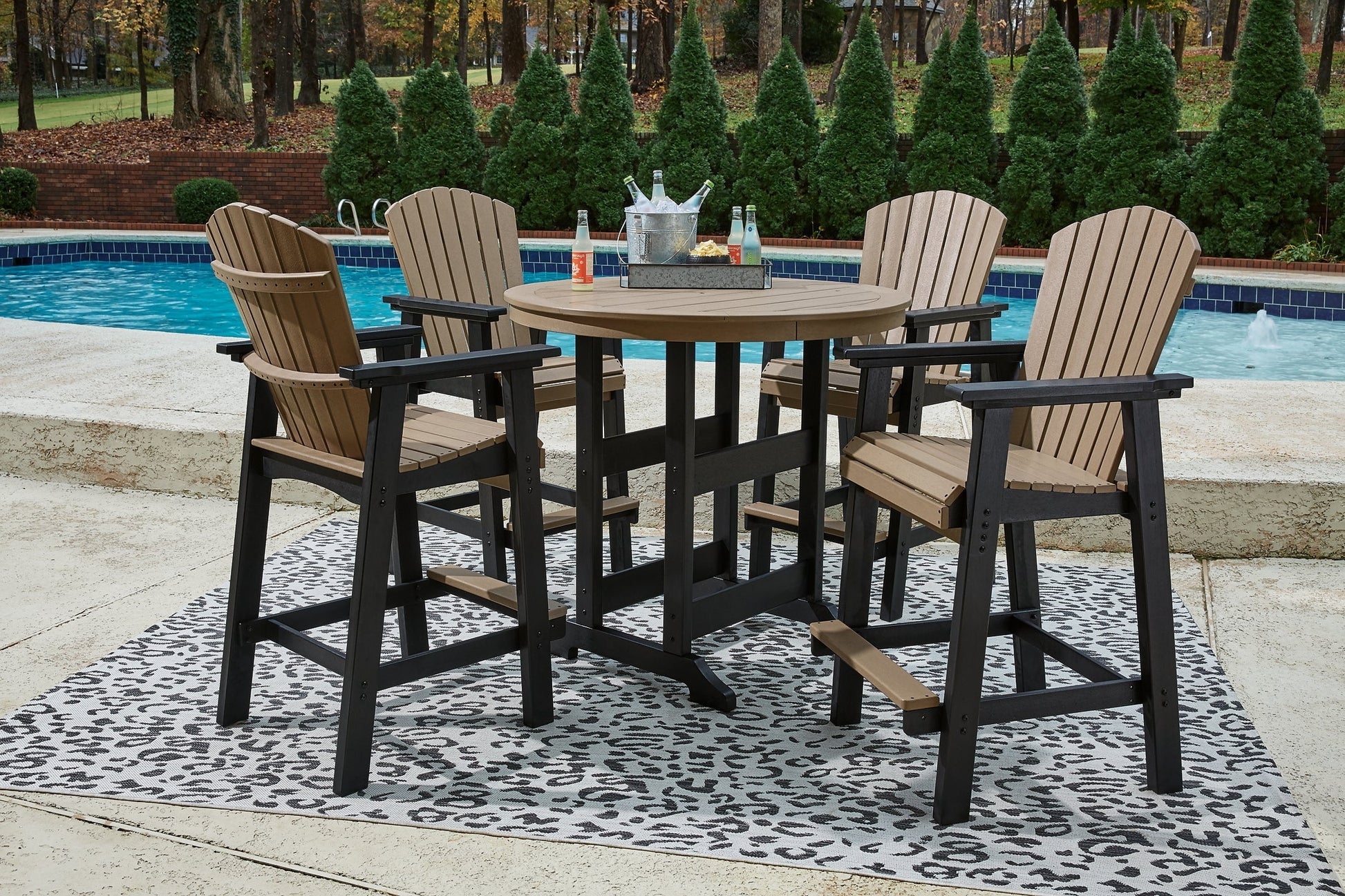 Ashley Express - Fairen Trail Outdoor Bar Table and 4 Barstools at Towne & Country Furniture (AL) furniture, home furniture, home decor, sofa, bedding