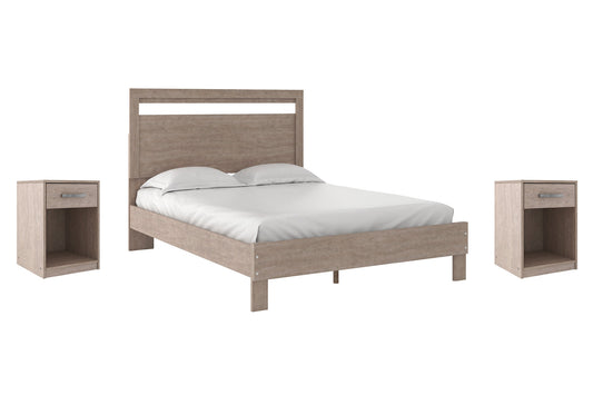 Ashley Express - Flannia Queen Panel Platform Bed with 2 Nightstands at Towne & Country Furniture (AL) furniture, home furniture, home decor, sofa, bedding