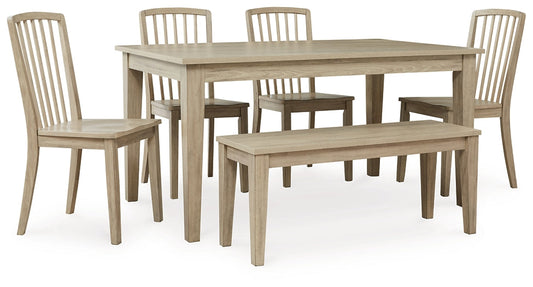 Ashley Express - Gleanville Dining Table and 4 Chairs and Bench at Towne & Country Furniture (AL) furniture, home furniture, home decor, sofa, bedding
