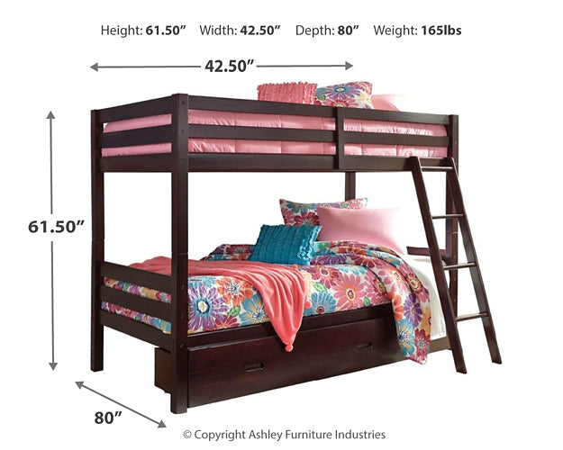 Ashley Express - Halanton  Over Twin Bunk Bed With 1 Large Storage Drawer at Towne & Country Furniture (AL) furniture, home furniture, home decor, sofa, bedding