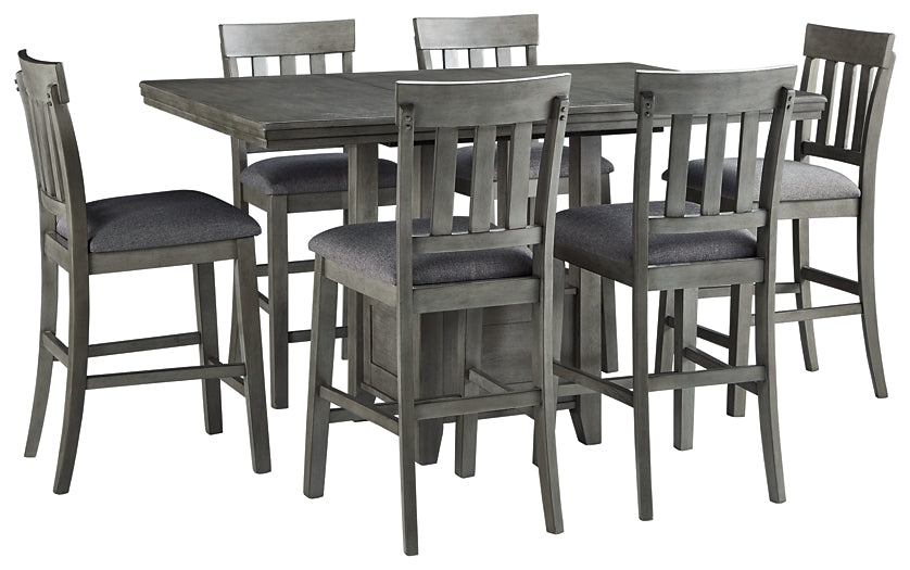 Ashley Express - Hallanden Counter Height Dining Table and 6 Barstools at Towne & Country Furniture (AL) furniture, home furniture, home decor, sofa, bedding