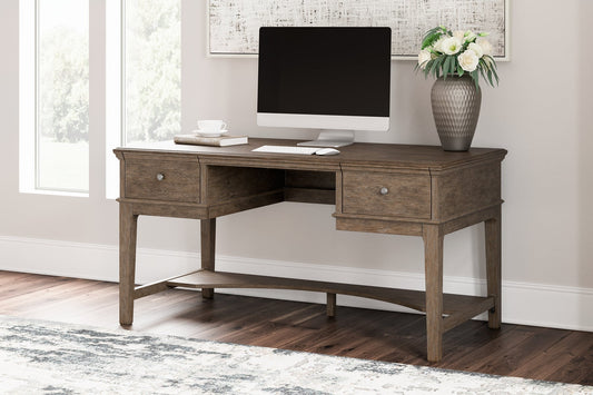 Ashley Express - Janismore Home Office Storage Leg Desk at Towne & Country Furniture (AL) furniture, home furniture, home decor, sofa, bedding