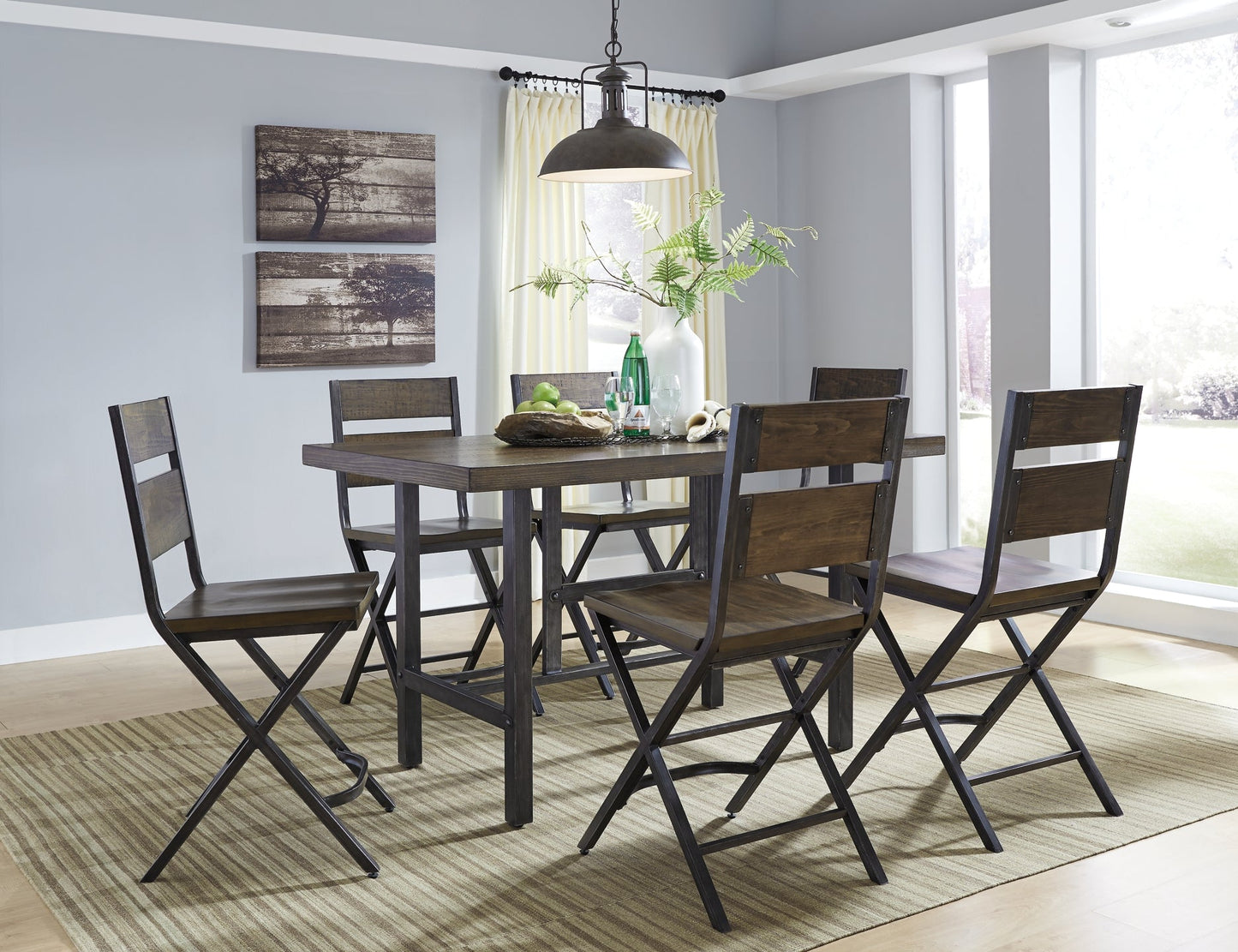 Ashley Express - Kavara Counter Height Dining Table and 6 Barstools at Towne & Country Furniture (AL) furniture, home furniture, home decor, sofa, bedding