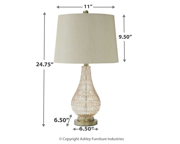 Ashley Express - Latoya Glass Table Lamp (1/CN) at Towne & Country Furniture (AL) furniture, home furniture, home decor, sofa, bedding