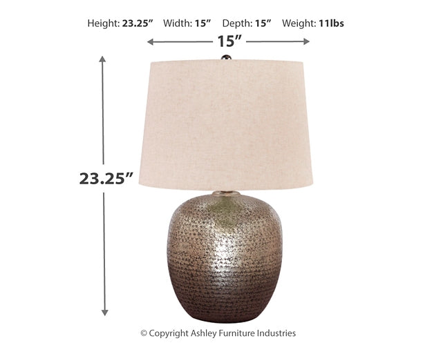 Ashley Express - Magalie Metal Table Lamp (1/CN) at Towne & Country Furniture (AL) furniture, home furniture, home decor, sofa, bedding